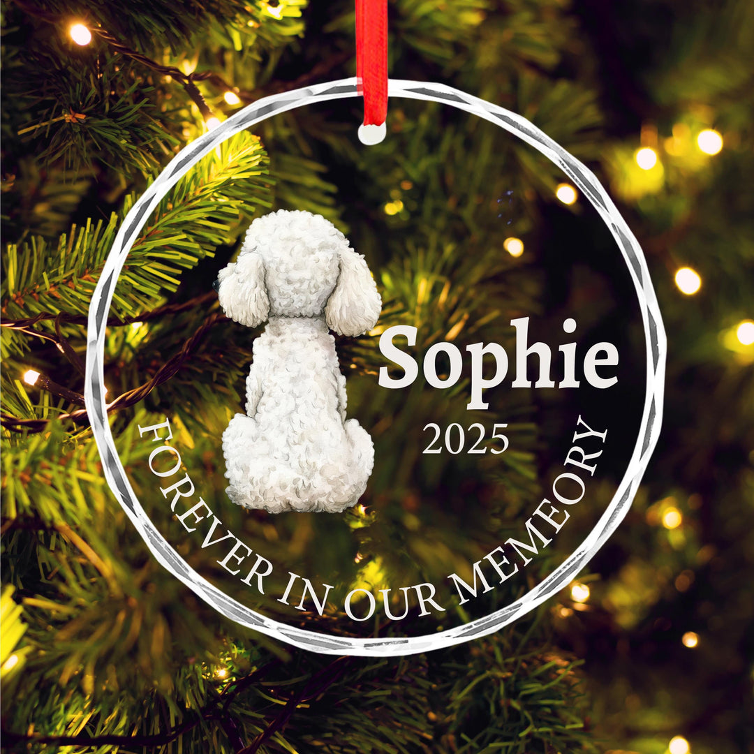 Personalized Pet Memorial Ornament, UV Printed Glass Keepsake, Custom Dog Photo Ornament, Forever in Our Memory Gift 2025