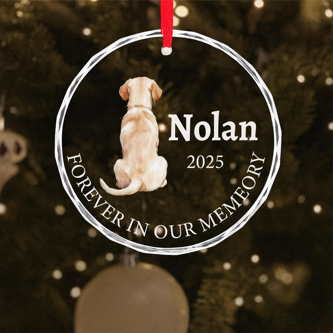 Personalized Pet Memorial Ornament, UV Printed Glass Keepsake, Custom Dog Photo Ornament, Forever in Our Memory Gift 2025