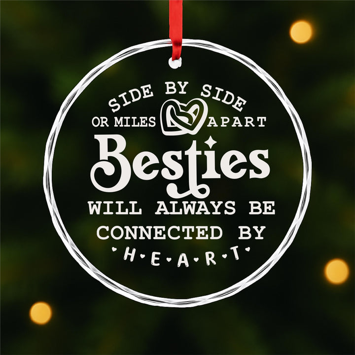 Best Friend Ornament, Long Distance Friendship Gift, Connected by Heart Keepsake for Besties 2025