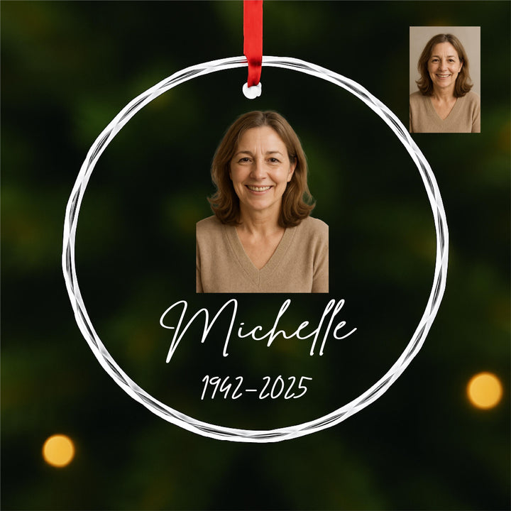 Personalized Photo Ornament – UV Printed Glass Keepsake, Family or Memorial Gift