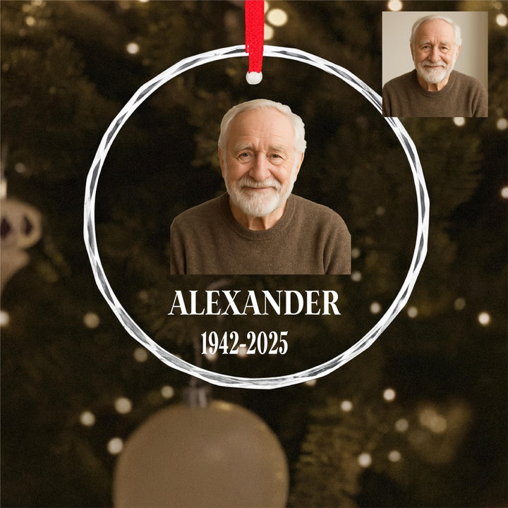 Personalized Photo Ornament – UV Printed Glass Keepsake, Family or Memorial Gift