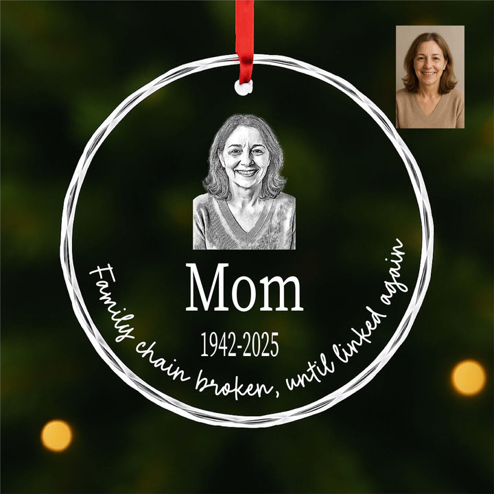 Memorial Ornament with Photo Personalized In Loving Memory Keepsake, Custom Engraved Glass Christmas Ornament