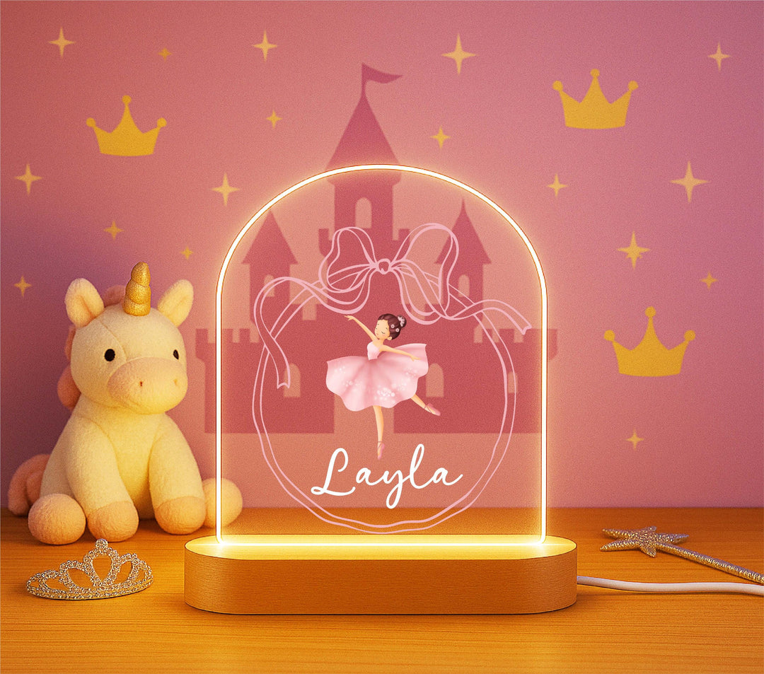 Personalized Ballerina Night Light – Custom Name LED Lamp, Dance Theme Bedroom Decor, Ballet Gift for Girls