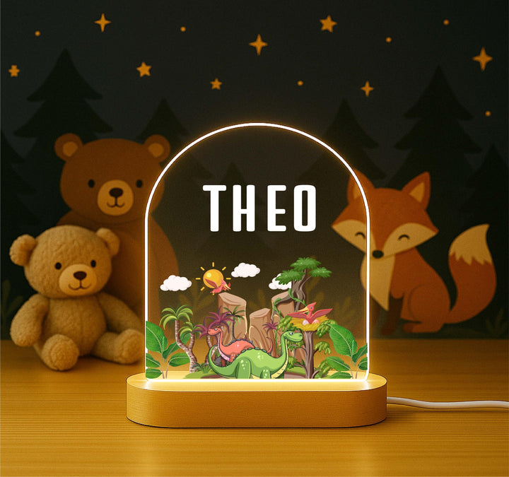 Personalized Dinosaur Night Light – Custom Name LED Lamp, Boys Bedroom Decor, Birthday Gift, Jurassic Theme Night Lamp