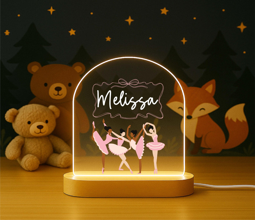 Personalized Ballerina Night Light – Custom Name LED Lamp, Dance Bedroom Decor, Ballet Gift for Girls, Fairy Nursery Light