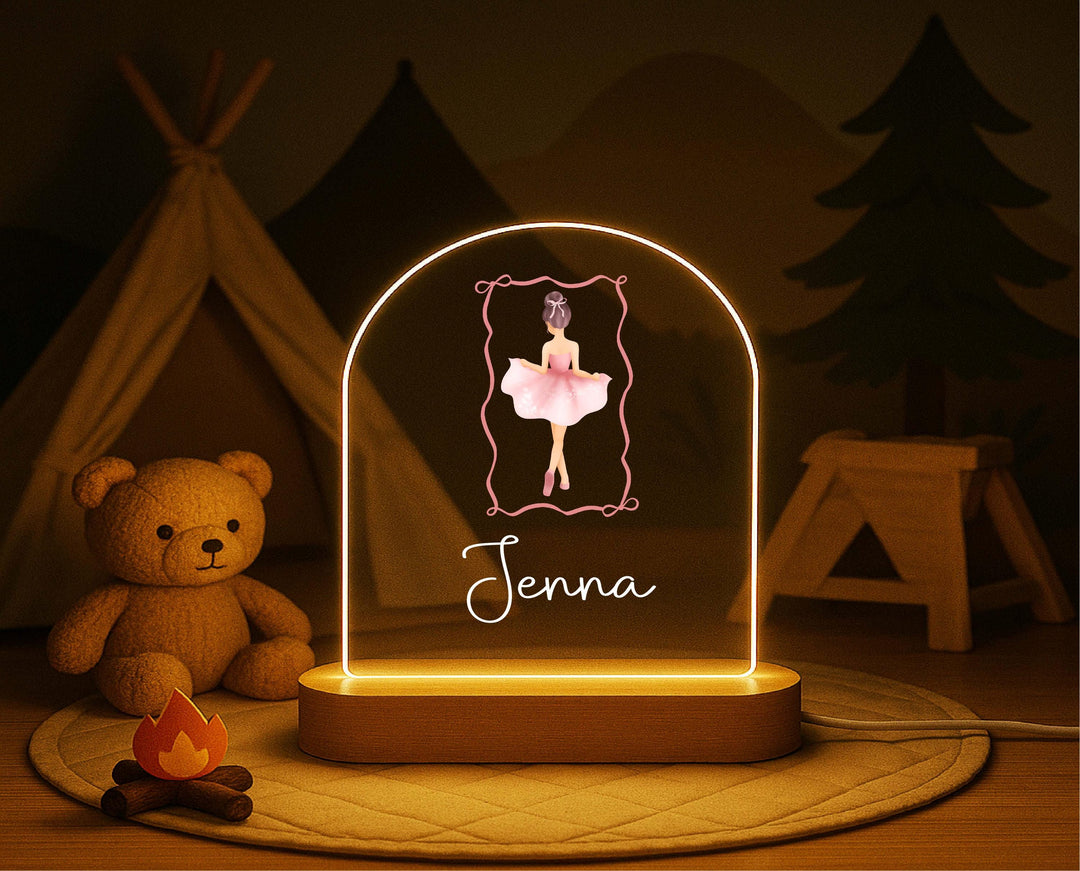 Personalized Ballerina Night Light – Custom Name LED Lamp, Ballet Bedroom Decor, Dance Gift for Girls, Nursery Room Light