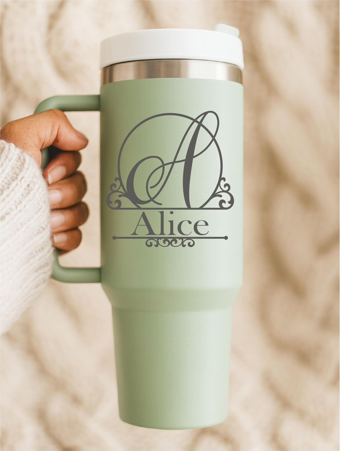 Personalized 40oz Tumbler With Handle Custom Name Engraved Cup
