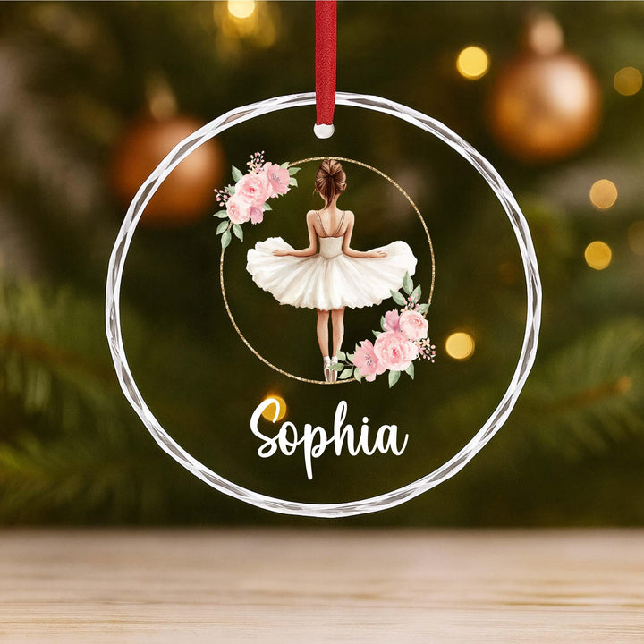 Personalized Ballerina Ornament for Girls – Elegant White Dress Ballet Dancer Glass Ornament with Name, Christmas Gift 2025