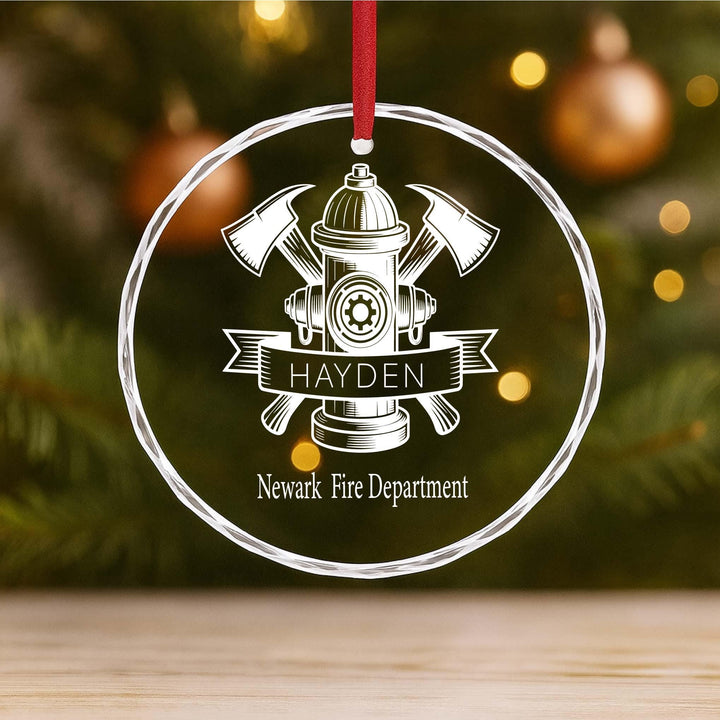 Personalized Firefighter Ornament – Custom Name &amp; Fire Department Glass Ornament, Fireman Christmas Gift 2025