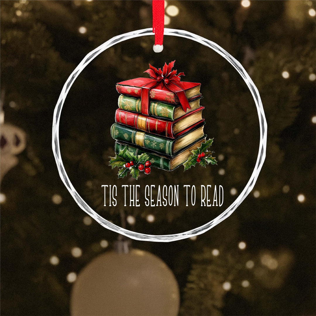 Tis the Season to Read Ornament – Book Lover Christmas Gift, Glass Ornament for Readers, Teachers &amp; Librarians
