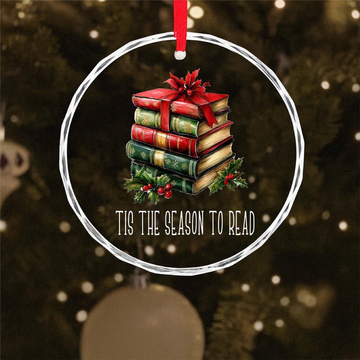 Tis the Season to Read Ornament – Book Lover Christmas Gift, Glass Ornament for Readers, Teachers &amp; Librarians