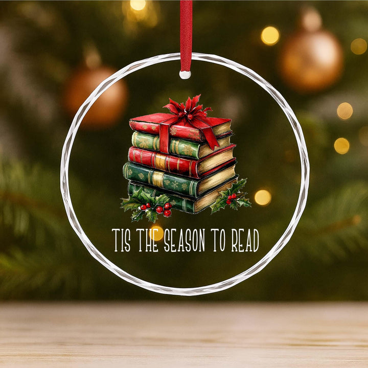 Tis the Season to Read Ornament – Book Lover Christmas Gift, Glass Ornament for Readers, Teachers &amp; Librarians