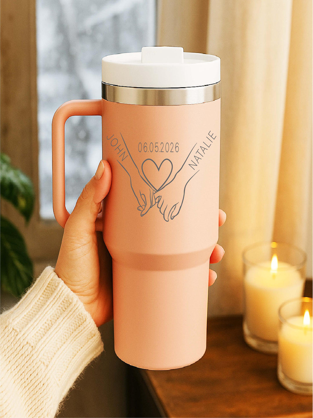 Custom Name&nbsp;Tumbler – Personalized Gift for Mom, Nana, Teacher or Bride – Floral Birth Month Design, Wedding, Birthday, or Christmas Gift