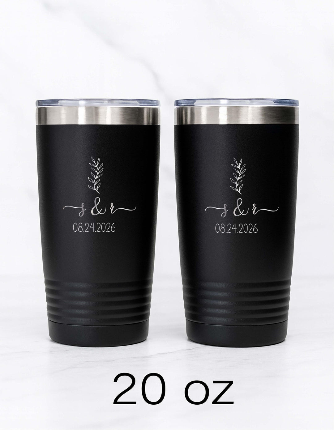 Personalized Couples Tumbler with year Minimalist wedding gift Initials &amp; Date bridal shower gift First Christmas gift