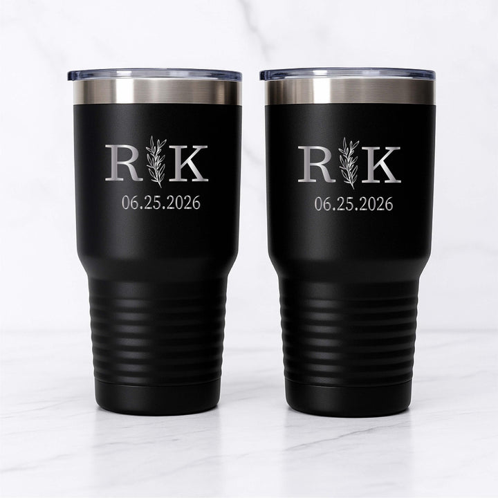 Personalized Couples Tumbler | Custom Engraved 20oz 30oz&nbsp;Cup | Wedding Gift, Anniversary, or Engagement Present | Initials &amp; Date