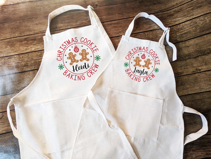 Christmas Baking Crew Apron Set, Adult & Kids Matching
