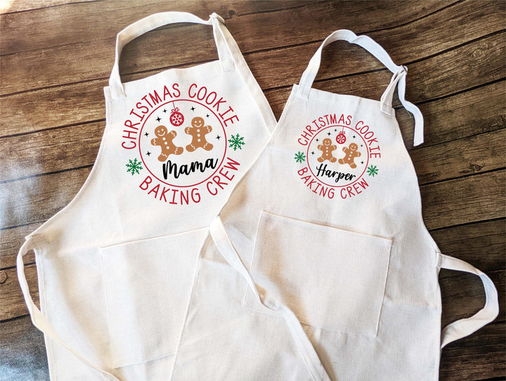 Christmas Baking Crew Apron Set, Adult & Kids Matching