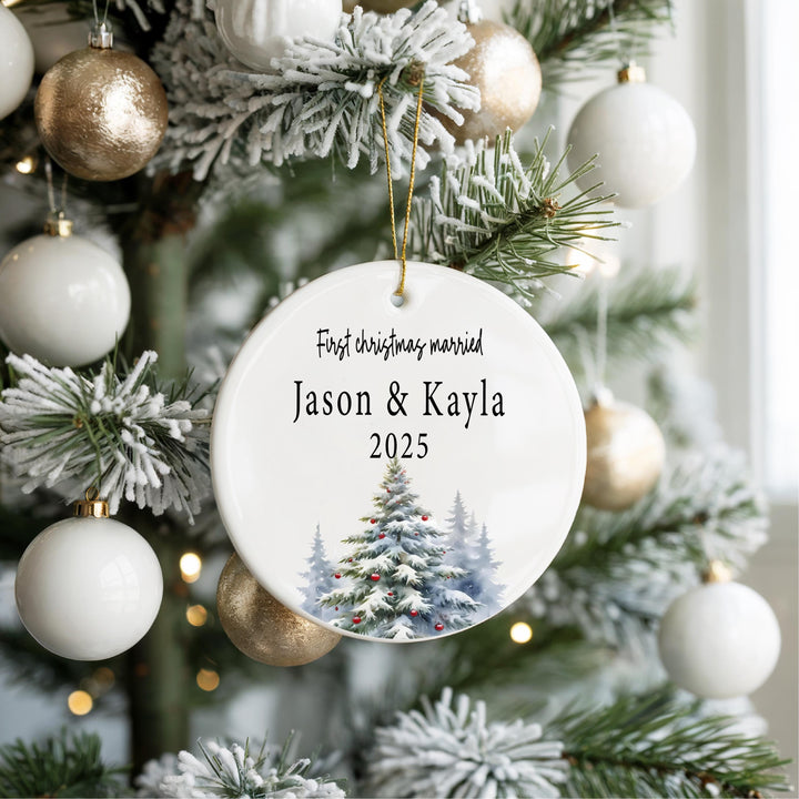 Personalized Newlywed Ornament, Custom Wedding Keepsake Gift for Couples