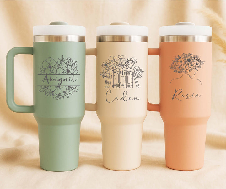 Personalized Tumbler 40 Oz with Handle, Christmas Gift