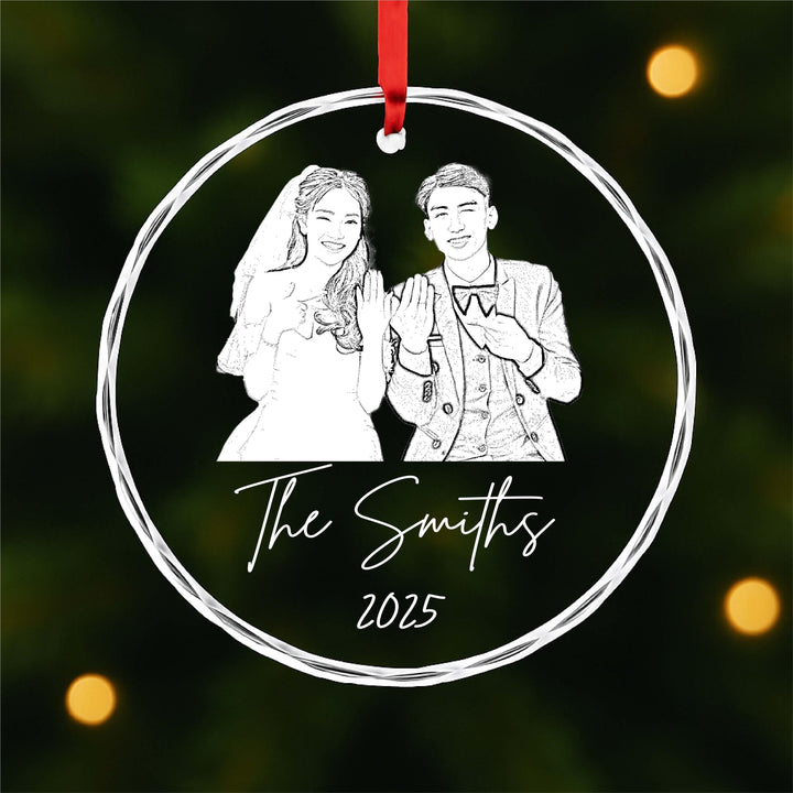 Personalized Couple Photo Ornament, Wedding Gift for Newlyweds, Engagement Keepsake, First Christmas Married Ornament 2025