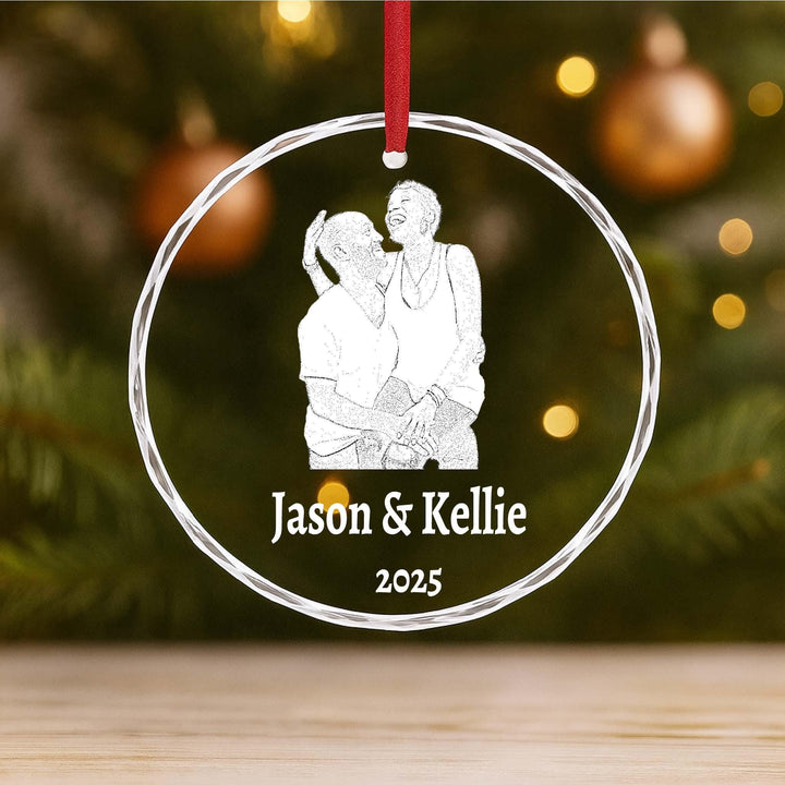 Personalized Photo Ornament, Acrylic Wedding Gift, First Christmas Keepsake