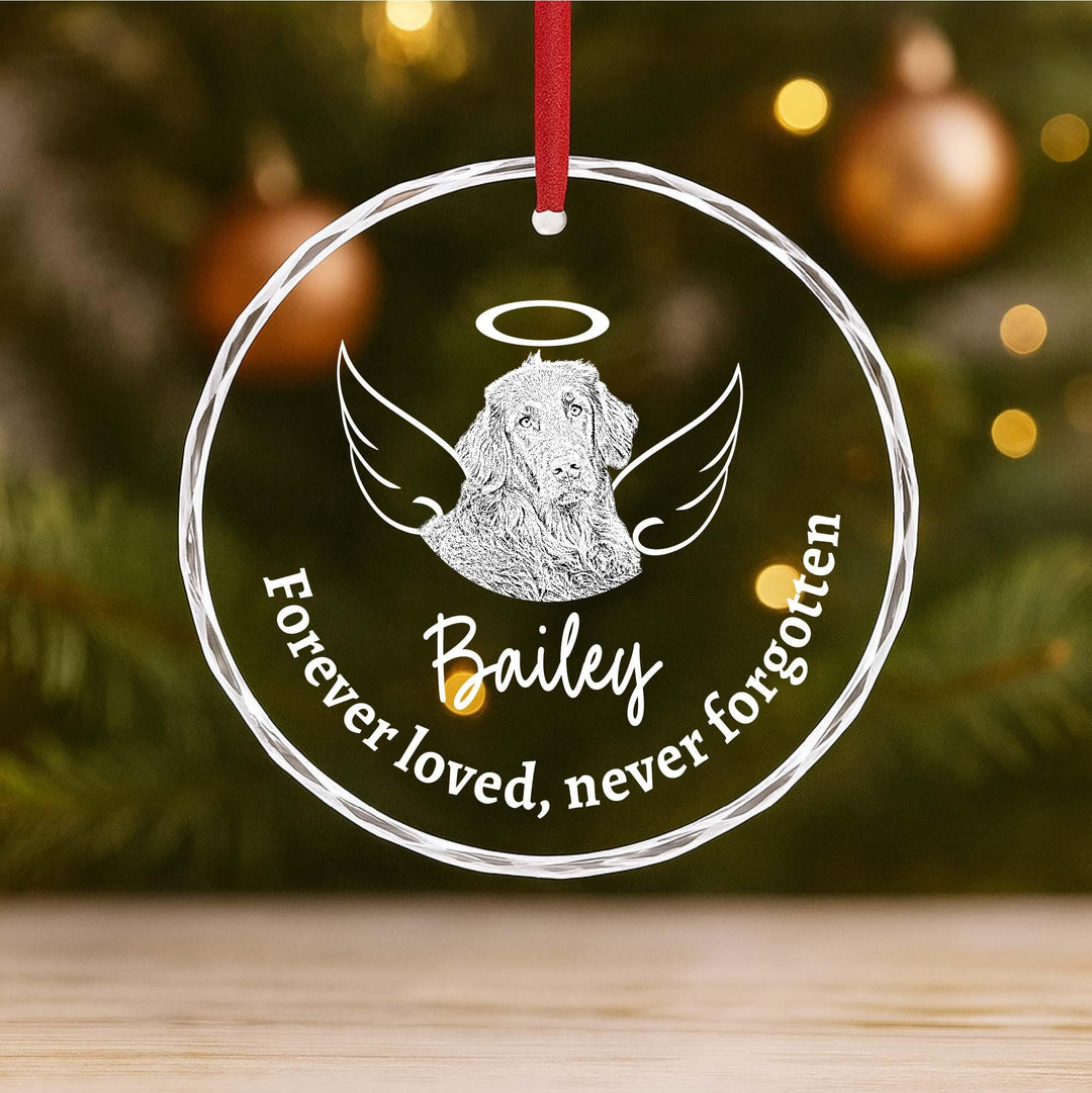 Pet Ornament with Photo, Dog Loss Gift, Custom Pet Remembrance Keepsake, Angel Wings Halo Ornament Christmas 2025