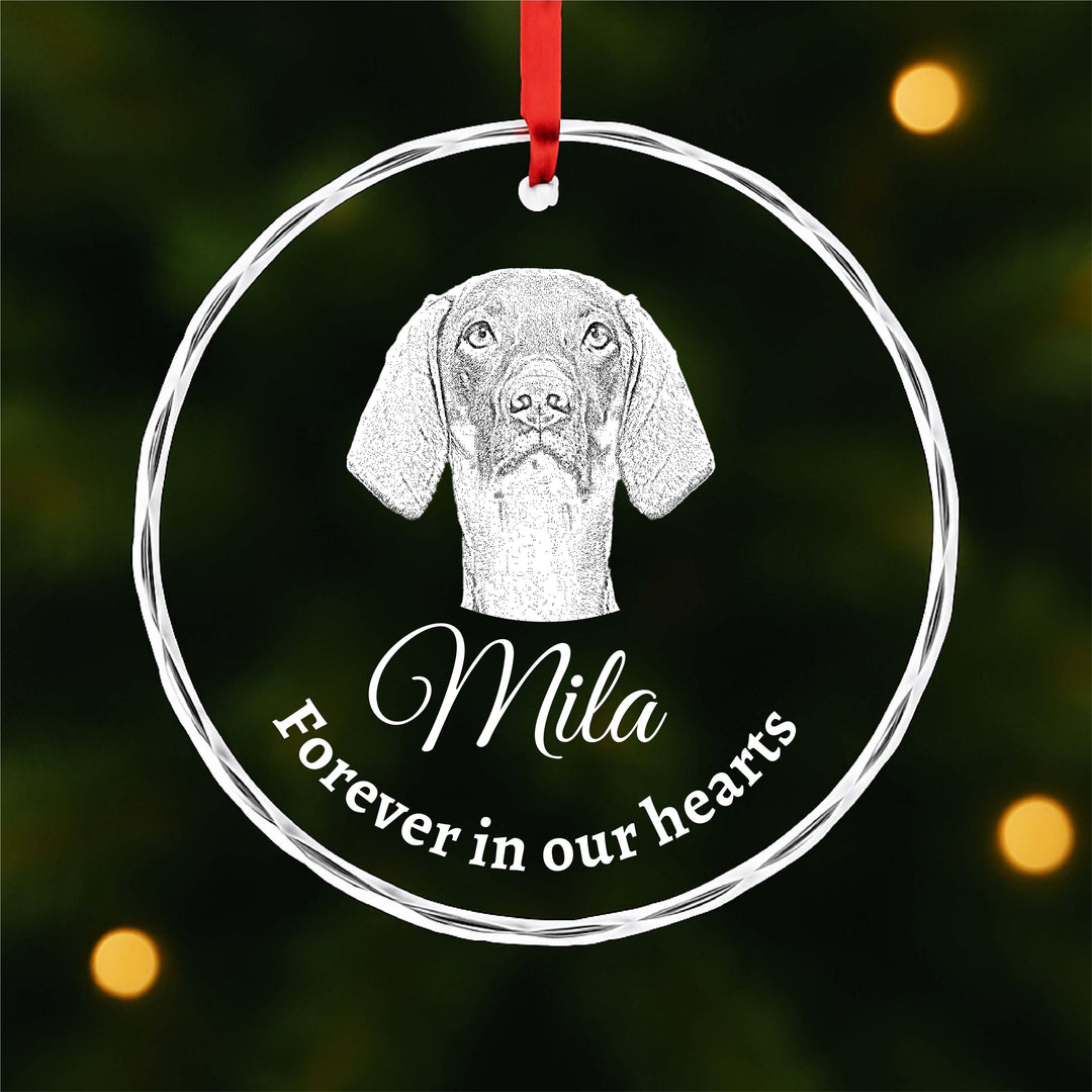 Custom Pet Memorial Ornament, Engraved Glass Dog Ornament, Loss Gift