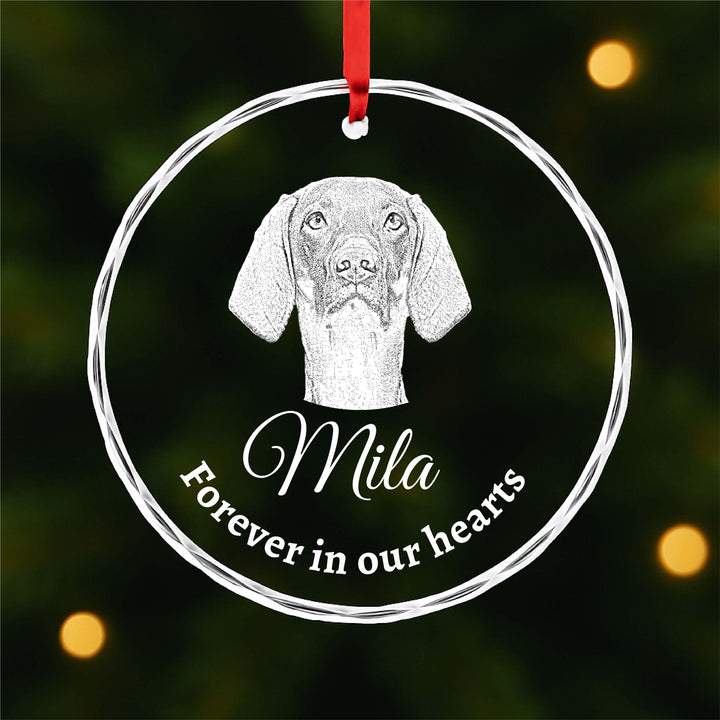 Custom Pet Memorial Ornament, Engraved Glass Dog Ornament, Loss Gift