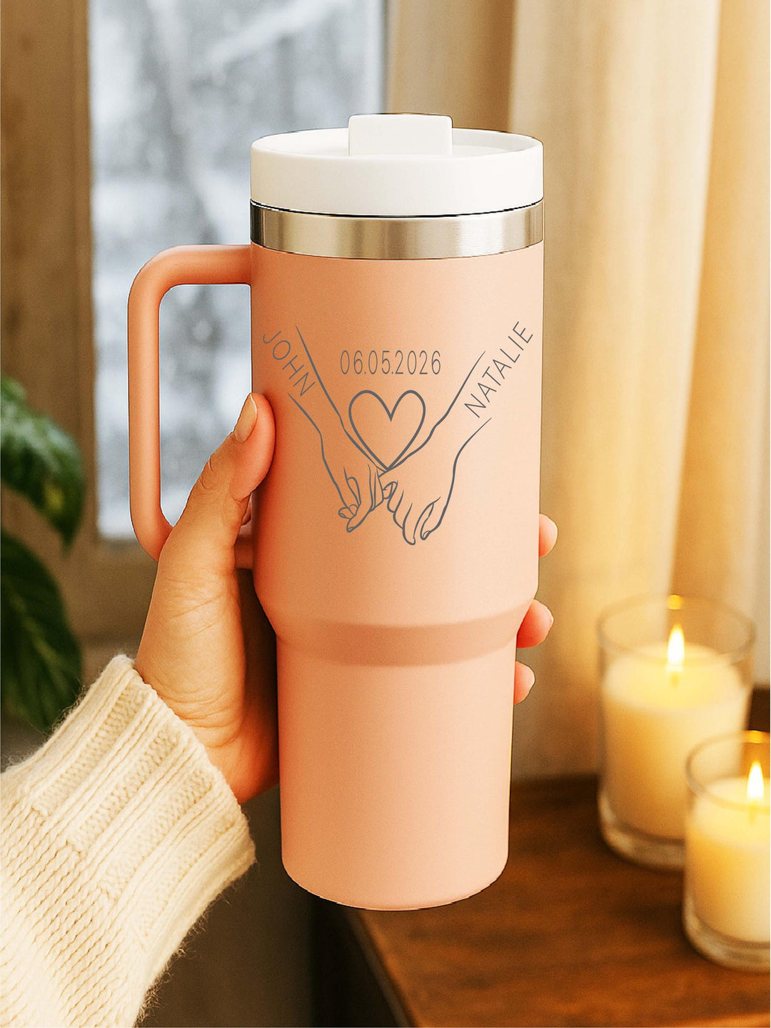 Personalized holiday gift for newly weds tumbler Custom Name Cup, Coworker matching cup Christmas gift for work bestie Friend Birthday gift
