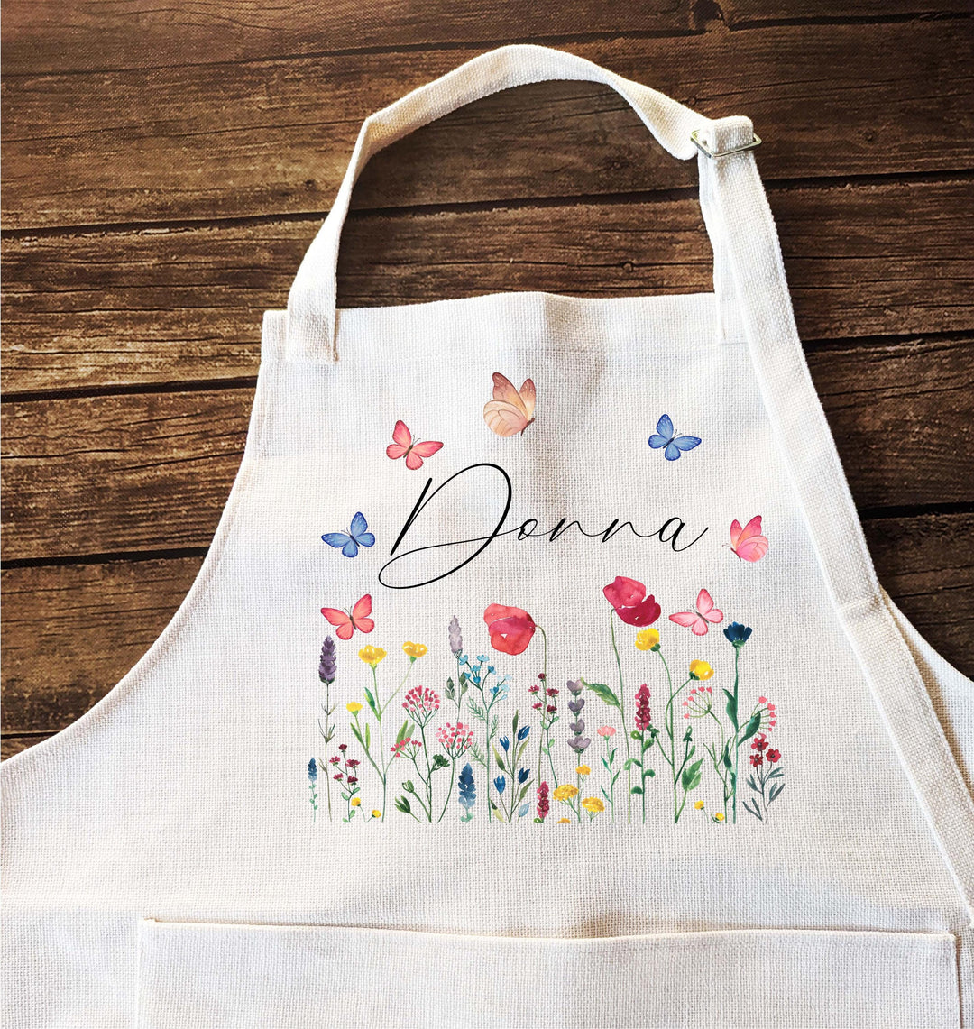 Personalized Kids wild flower apron Christmas Birthday gift
