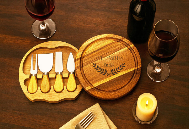 Personalized Charcuterie & Cheese Board Set with Knife - Wedding Gift