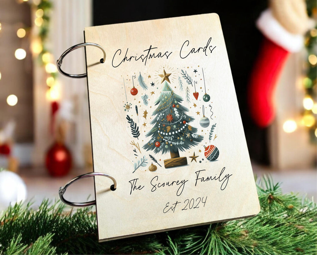 Personalized Christmas Card Holder, Family Name Keepsake Gift