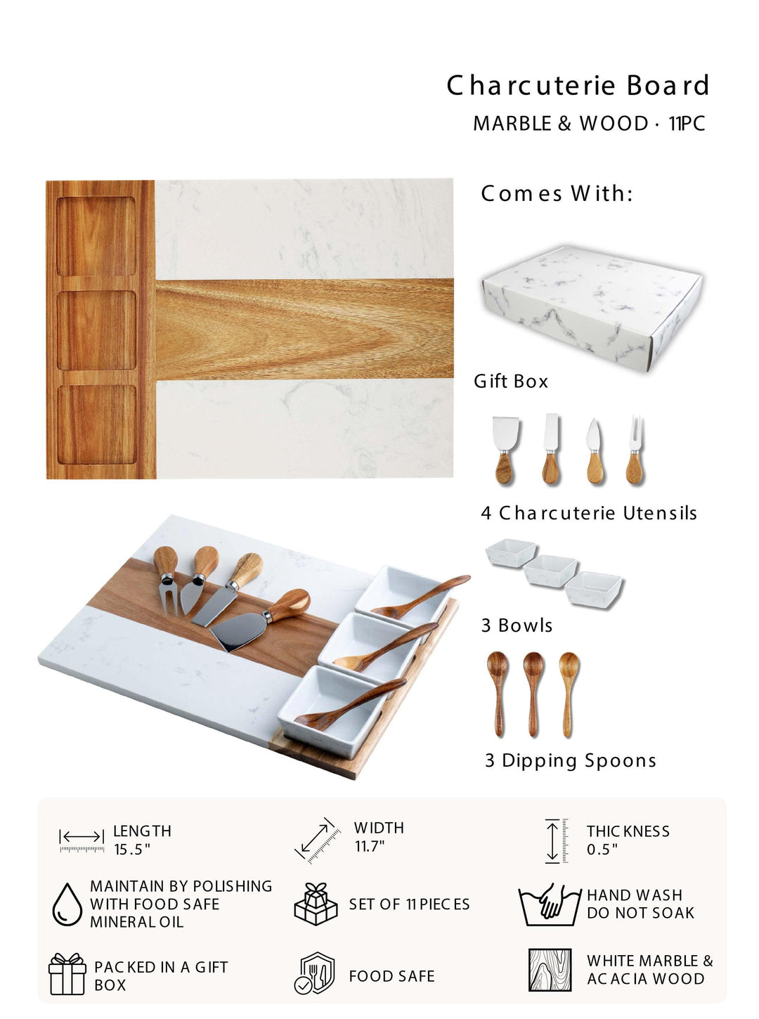 Personalized Cheese Board Set with Knives – Custom Engraved Charcuterie Board Gift for Couple, Wedding, or Christmas