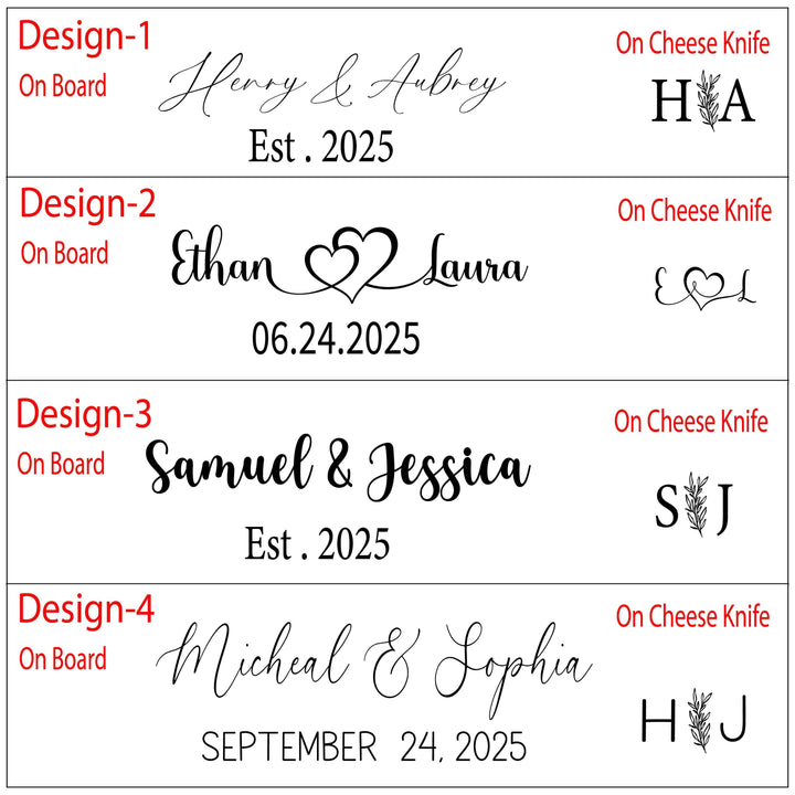 Custom Marble & Wood Cheese Board with Knives – Wedding Gift for Couples