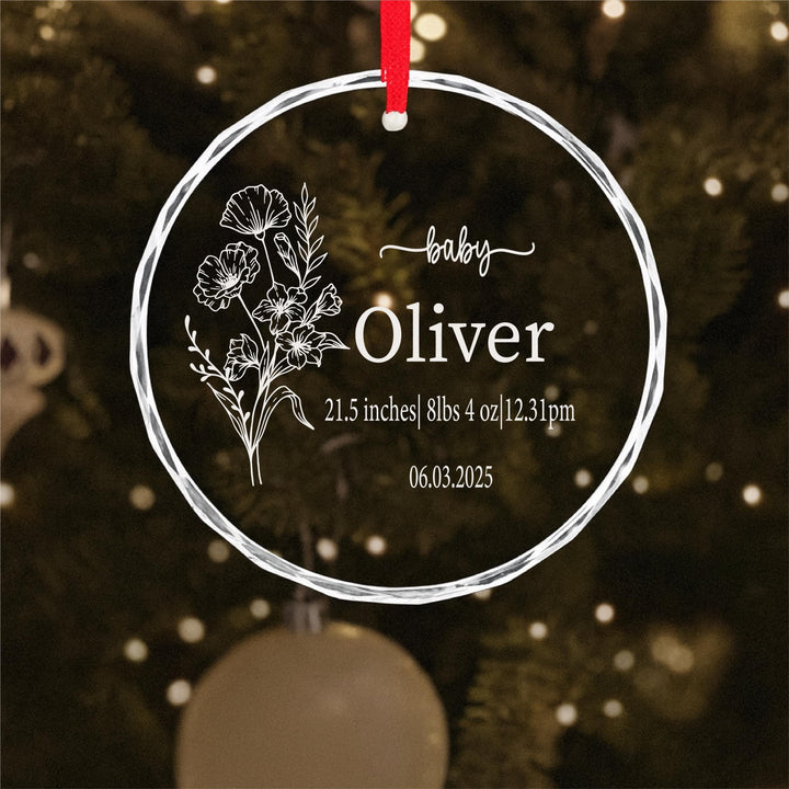 Personalized birth month Baby Ornament • Custom Birth Stats Keepsake • Newborn Gift for Boys or Girls • Baby’s First Christmas Ornament
