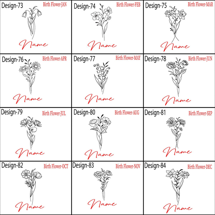 Custom name tumbler Valentine gift for her Birth flower tumbler 40 oz with handle