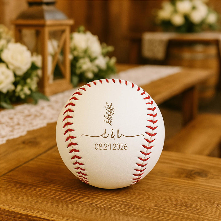 Custom First Christmas baseball Keepsake Wedding favors Newly weds&nbsp;Family Name&nbsp;gift from in laws
