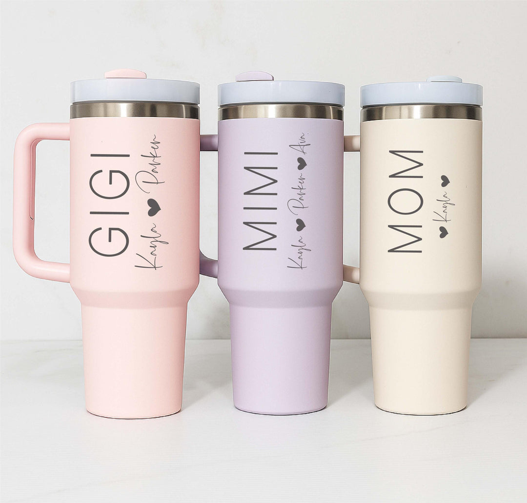 Personalized 40 oz Tumbler with Kids’ Names Christmas gift for mother in law and Mom