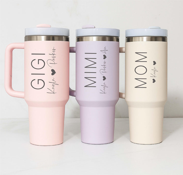 Personalized 40 oz Tumbler with Kids’ Names Christmas gift for mother in law and Mom