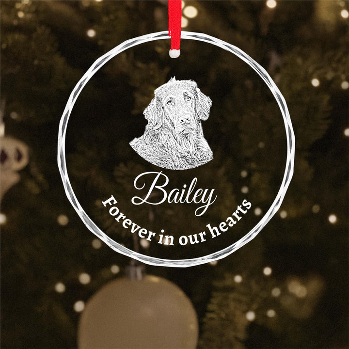 Custom Pet Memorial Ornament, Engraved Glass Dog Ornament, Loss Gift
