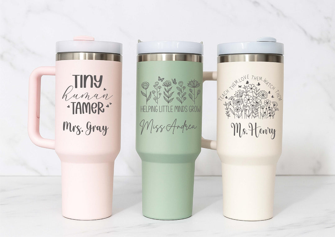 Personalized teacher them love them tumbler with handle Daycare staff Assistant teacher gift