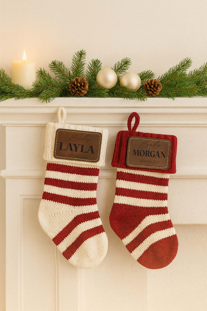 Baby Arriving Stocking Pregnancy reveal To family and friends gift Personalized Baby Announcement Christmas Stocking Expecting Parents