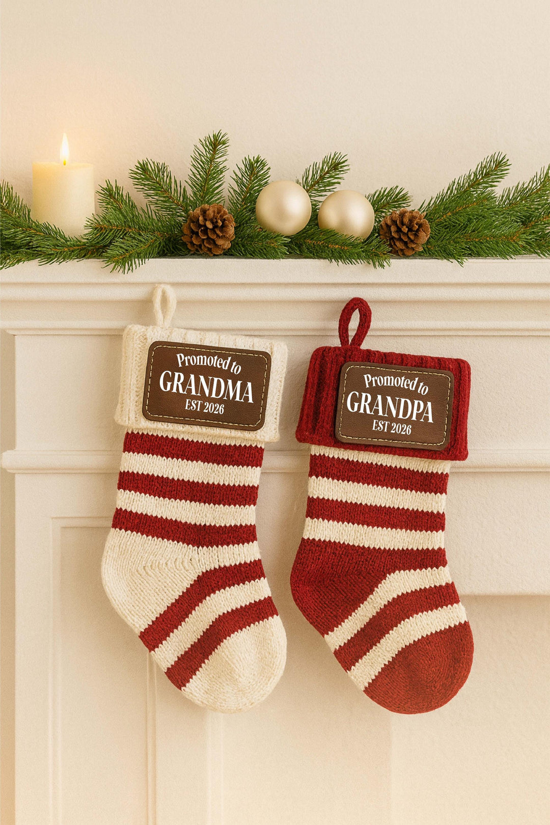 Grandma and Grandpa Christmas Mini Stocking&nbsp;Pregnancy Announcement Gift&nbsp;First Time Parents grandparents Personalized Stockings