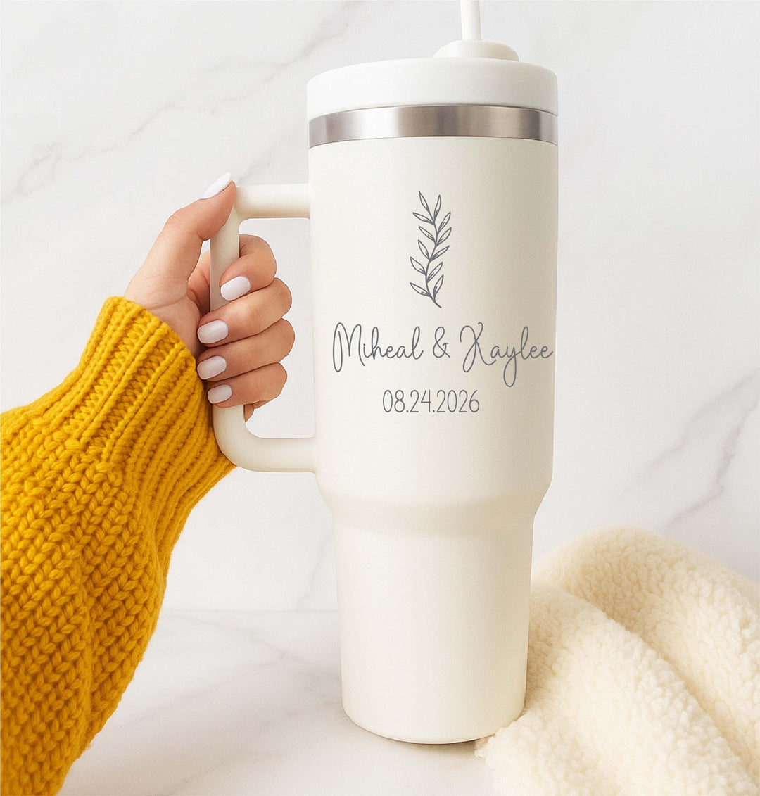 Personalized Couples Tumbler Christmas or Family Gift bridal shower gift Initials &amp; Date Wedding Gift with est year for newly weds