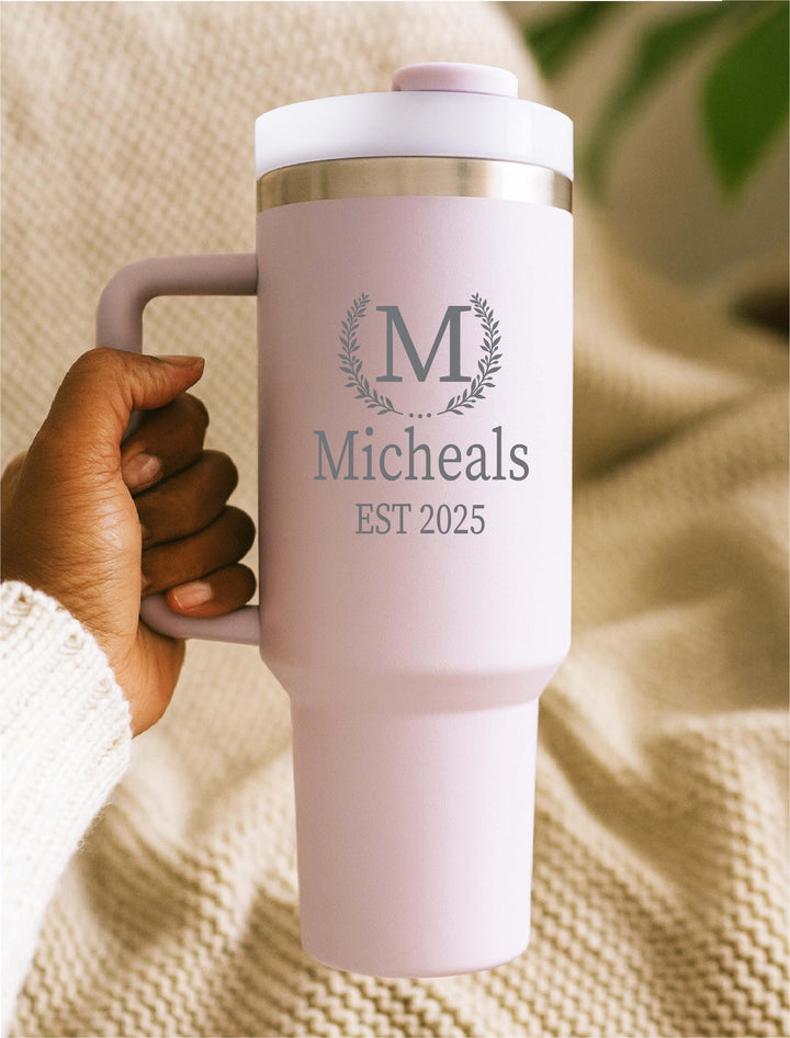 Personalized Couples Tumbler Christmas or Family Gift bridal shower gift Initials &amp; Date Wedding Gift with est year for newly weds