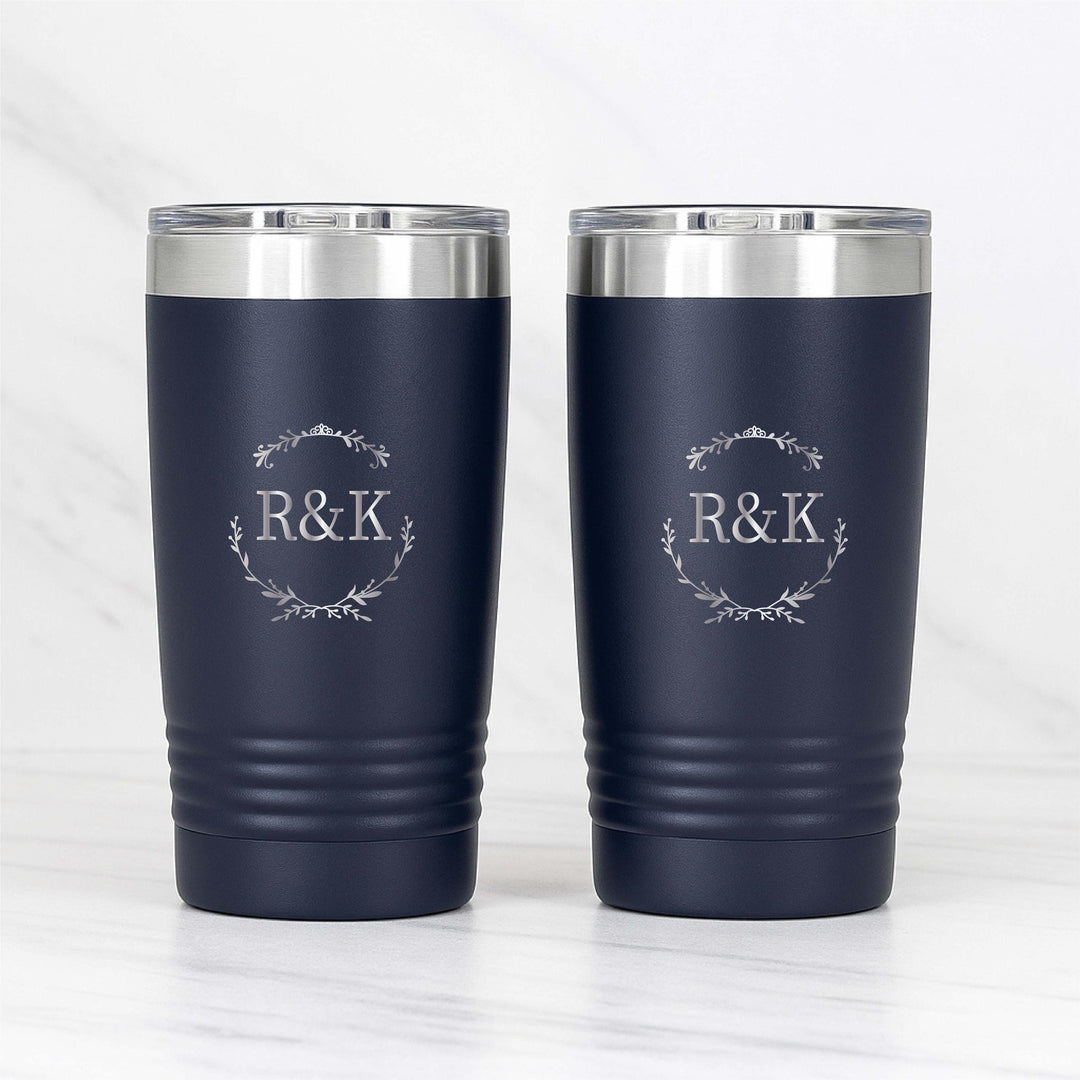 Personalized Couples Tumbler | Custom Engraved 20oz 30oz&nbsp;Cup | Wedding Gift, Anniversary, or Engagement Present | Initials &amp; Date