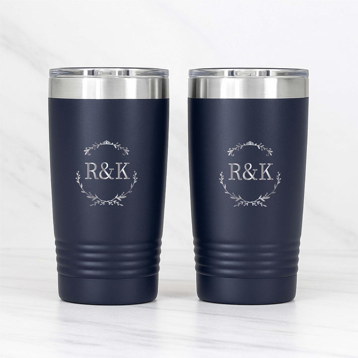 Personalized Couples Tumbler | Custom Engraved 20oz 30oz&nbsp;Cup | Wedding Gift, Anniversary, or Engagement Present | Initials &amp; Date