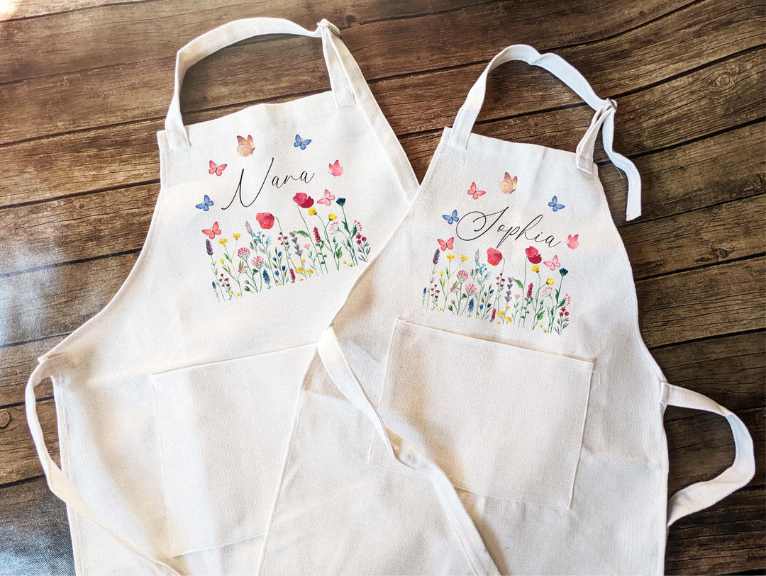Personalized Kids wild flower apron Christmas Birthday gift