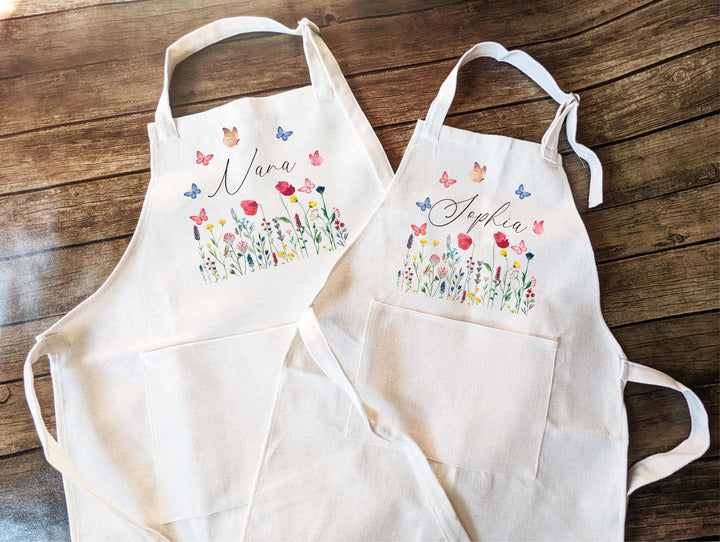 Personalized Kids wild flower apron Christmas Birthday gift
