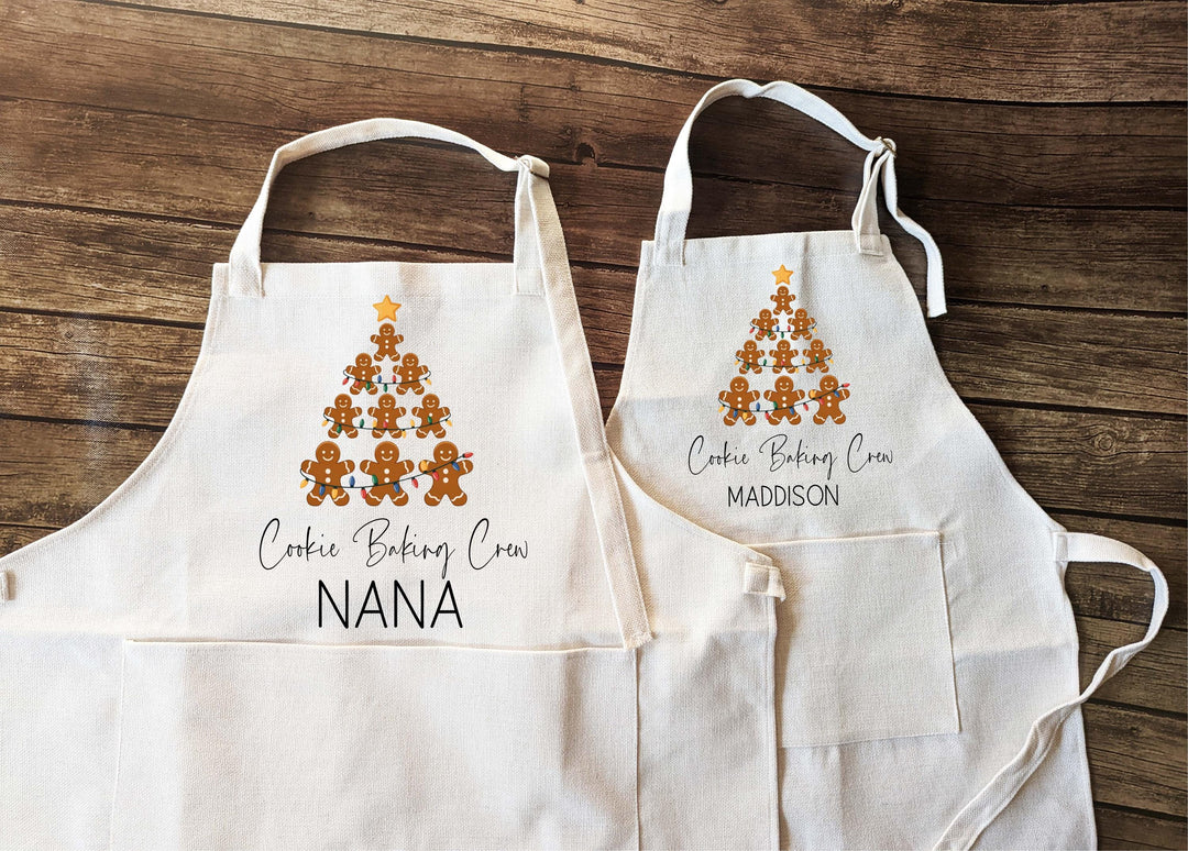 Personalized cookie baking crew Christmas matching Aprons for Family, Kids &amp; Grandma&nbsp;Gingerbread Aprons Gift